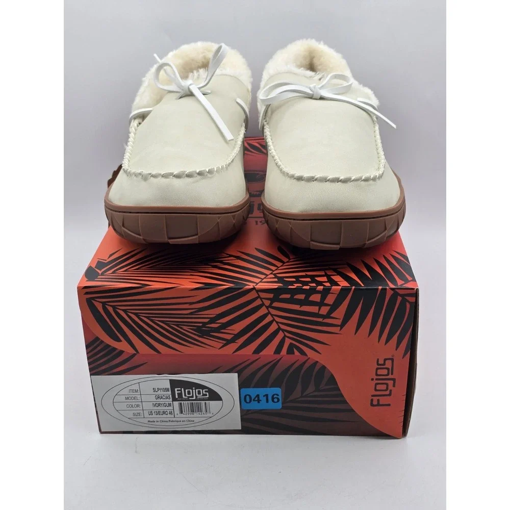 Flojos Unisex Gracias‎ Slipper Slip-Ons Shoes Ivory/Gum Size M13/W14 SLP1105 NEW - Picture 2 of 13